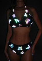 Sexy Reflective Two Pieces Bikini Beach Holidays Low Back Swimsuit Sexy Reflective Two Pieces Bikini Beach Holidays Low Back Swimsuit