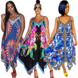 Summer Printed Beach Strap Dress