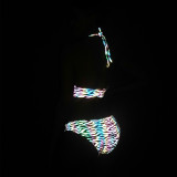 Sexy Reflective Two Pieces Bikini Beach Holidays Low Back Swimsuit