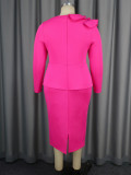 Irregular Collar Long-Sleeved Layered Fake Two-Piece High-Waist Dress