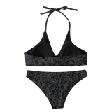 Sexy Reflective Two Pieces Bikini Beach Holidays Low Back Swimsuit
