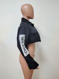 Long sleeve patch mini denim jacket