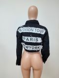 Long sleeve patch mini denim jacket
