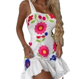 Chic Sexy Strap Flower Irregular Loose Dress For Women