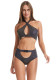 Sexy Hollow Reflective Bikini Two Pieces Halter Neck Swimsuit