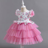 Trendy Children's Layered Mesh Princess Dress