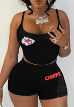 Fashionable And Sexy Women's Printed Summer Vest And Shorts Two Piece Set Fashionable And Sexy Women's Printed Summer Vest And Shorts Two Piece Set