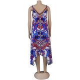 Summer Printed Beach Strap Dress