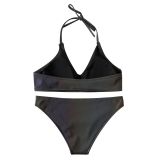 Sexy Reflective Two Pieces Bikini Beach Holidays Low Back Swimsuit
