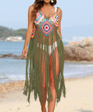 Women Tassel Patchwork Beach Holidays Blouse Sexy Sundress