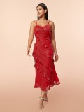 Summer Women Sexy Sequin Backless Suspender Maxi Dress