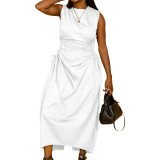 Women Solid Sleeveless Cutout Dress