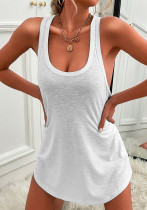 Summer Casual Solid Color U-Neck Sleeveless Vest Dress Summer Casual Solid Color U-Neck Sleeveless Vest Dress