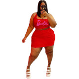 Plus Size Women Sports Casual Top and Skirt Two-piece Set