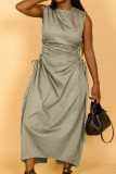 Women Solid Sleeveless Cutout Dress