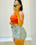 Plus Size Women Irregular Denim Pants