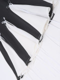 Spring Bow Lace-Up Bell Bottom Long Sleeve Dress