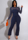 Women Sexy Mesh Round Neck Jumpsuit