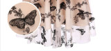 Women V-neck Patchwork Short Sleeve Retro Butterfly Mesh Embroidered Dress