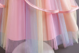 Children's Puffy Dress Rainbow Mesh Trailing Ruffles Girls Performance Princess Dress
