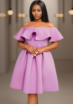 Sexy Elegant Off Shoulder Ruffled High Waist A-Line Formal Party Dress
