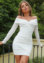 Women Sexy V-Neck Off Shoulder Bodycon Long Sleeve Dress Women Sexy V-Neck Off Shoulder Bodycon Long Sleeve Dress