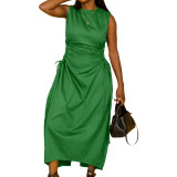 Women Solid Sleeveless Cutout Dress