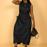 Women Solid Sleeveless Cutout Dress