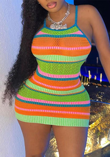Women's Summer Striped Slim Strap Dress