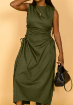 Women Solid Sleeveless Cutout Dress Women Solid Sleeveless Cutout Dress