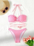 Women Sexy Hollow Strappy Swimsuit Two Pieces
