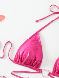 Women Heart Print Two Pieces Lace-Up Swimsuit