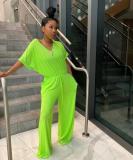 Sexy Women's Loose Casual Solid Color V-Neck Women's Jumpsuit