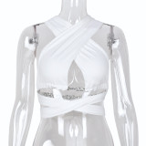 Women Sexy Summer Halter Neck Hollow Chain Backless Top