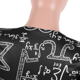 Women's Print Tight Fitting Long Sleeve Two-Piece Midi Shorts Set