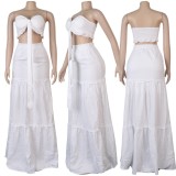 Women Summer Sexy Strapless Dress Set