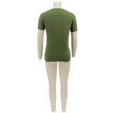 Summer Letter Print Round Neck Ladies Fashion Casual T-Shirt