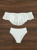 Off Shoulder Sexy Solid Color Women's Two Pieces Bikini Swimsuit