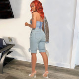 Sexy Women's Mid Rise Straight Light Color Shorts Women's Denim Pants