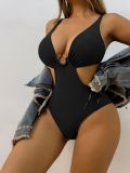 Sexy Deep V Slim Fit One-Piece Swimsuit