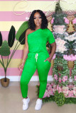Sexy Women's Slash Shoulder Half Sleeve Solid Color Slim Fit Women's Sports Jumpsuit