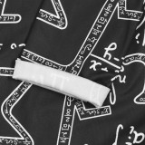 Women's Print Tight Fitting Long Sleeve Two-Piece Midi Shorts Set