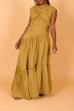 Women's Spring And Summer Solid Color Sleeveless Pleated Loose Long Dress