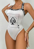 Sexy Poker Printed Straps Bodysuit