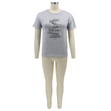 Summer Letter Print Round Neck Ladies Fashion Casual T-Shirt