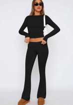 Women's Fashion Casual Solid Sim Long Sleeve Two-Piece Pants Set