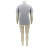 Summer Letter Print Round Neck Ladies Fashion Casual T-Shirt