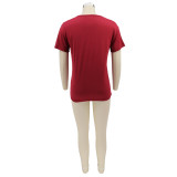 Summer Letter Print Round Neck Ladies Fashion Casual T-Shirt