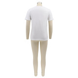 Summer Letter Print Round Neck Ladies Fashion Casual T-Shirt