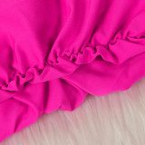 Women Sexy Solid Patchwork Gathered Sports Top and Pant Two-piece Set